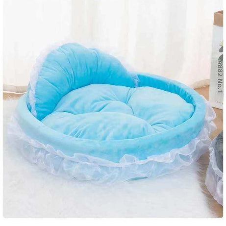 Dream Princess Lace Trim Pet Bed with Bolster Backrest