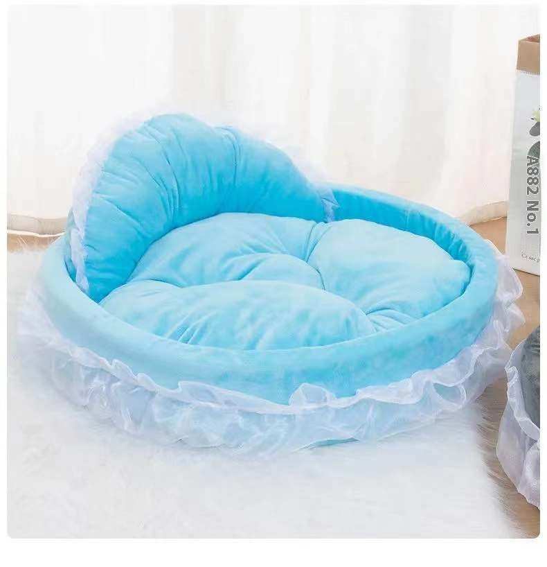 Dream Princess Lace Trim Pet Bed with Bolster Backrest