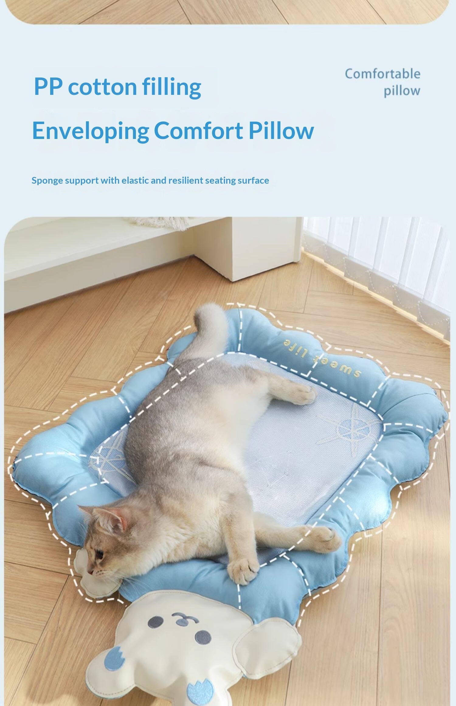 Cat Cooling Mat Ice Silk - Bear Print Summer Sleep Pad