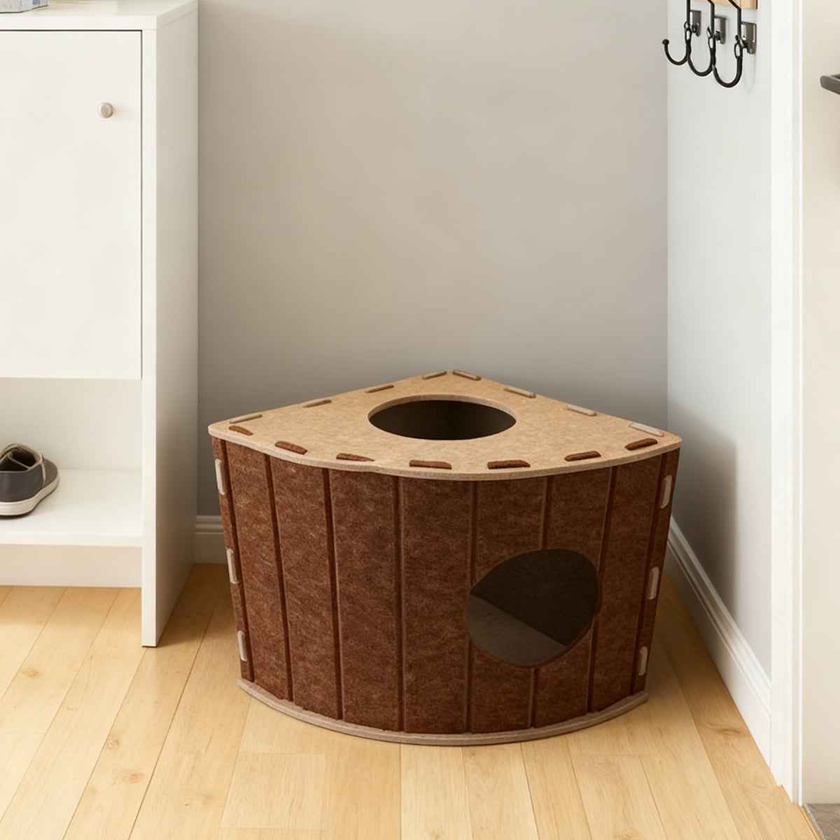 Enclosed Felt Cat House & Calming Bed for Multi-Cat Families