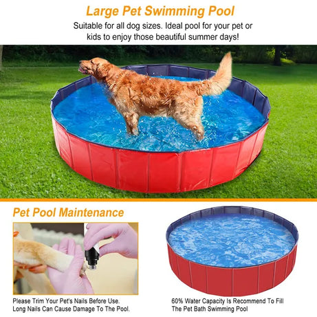 Foldable Dog Pool - Pet Swimming & Bathing Tub