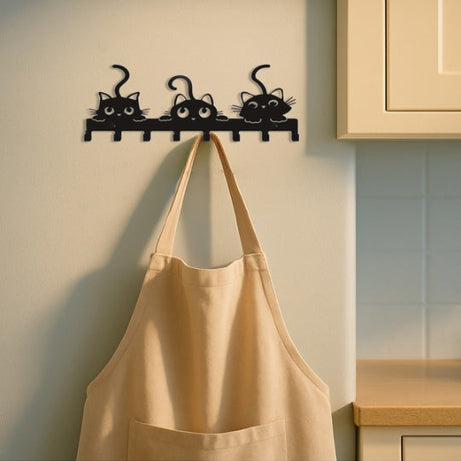 Iron Cat Hook Rack - Decorative Wall Key Holder