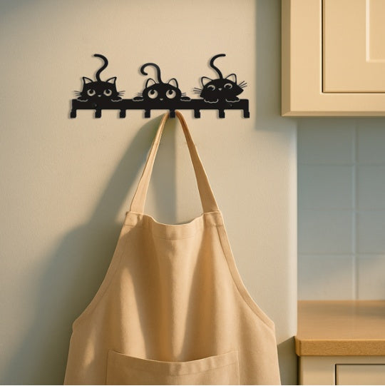 Iron Cat Hook Rack - Decorative Wall Key Holder