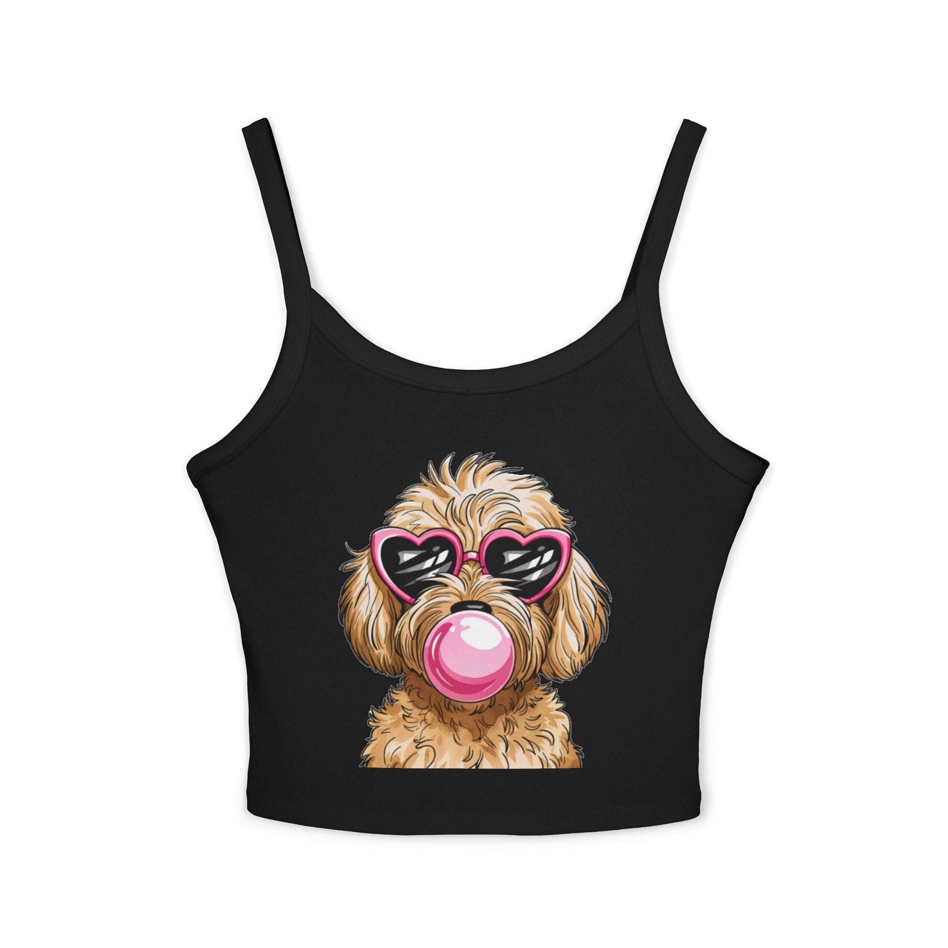 Cool Goldendoodle Blowing Bubble - Women's Spaghetti Strap Tank Top