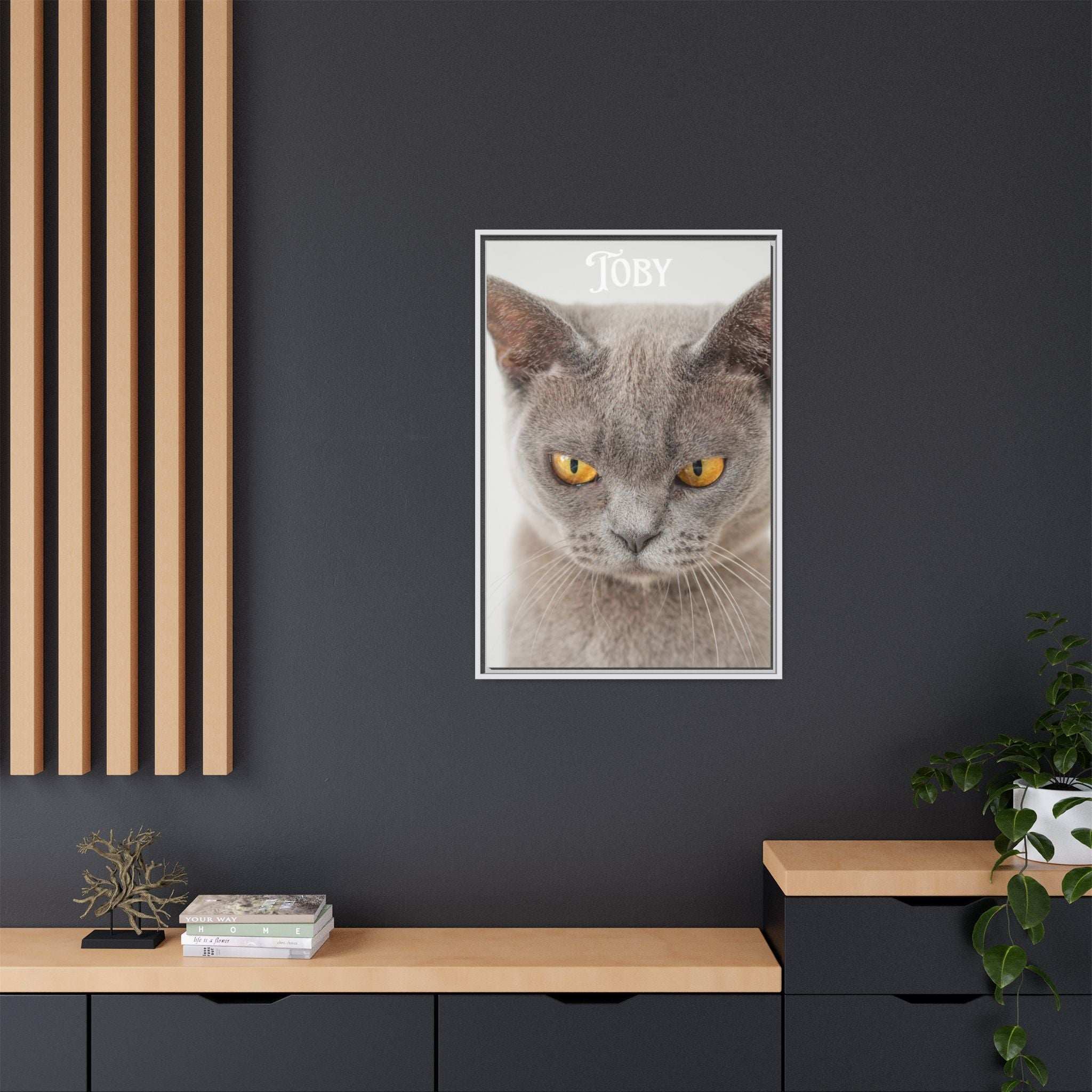 Personalized Photo Wall Art - Framed Matte Canvas Print for Pet Lovers - Customizable Name Print