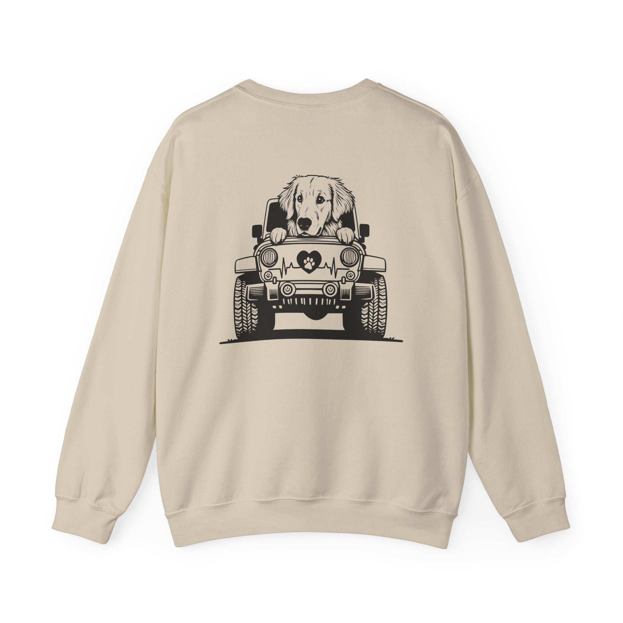 Golden Retriever Jeep Sweatshirt - Dog Lover's Heavy Blend