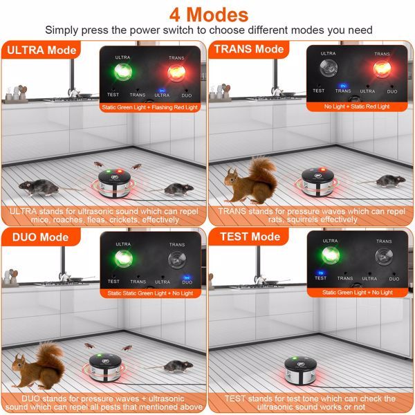 Ultrasonic Pest Repellent - 4 Modes for 3229 Sq Ft