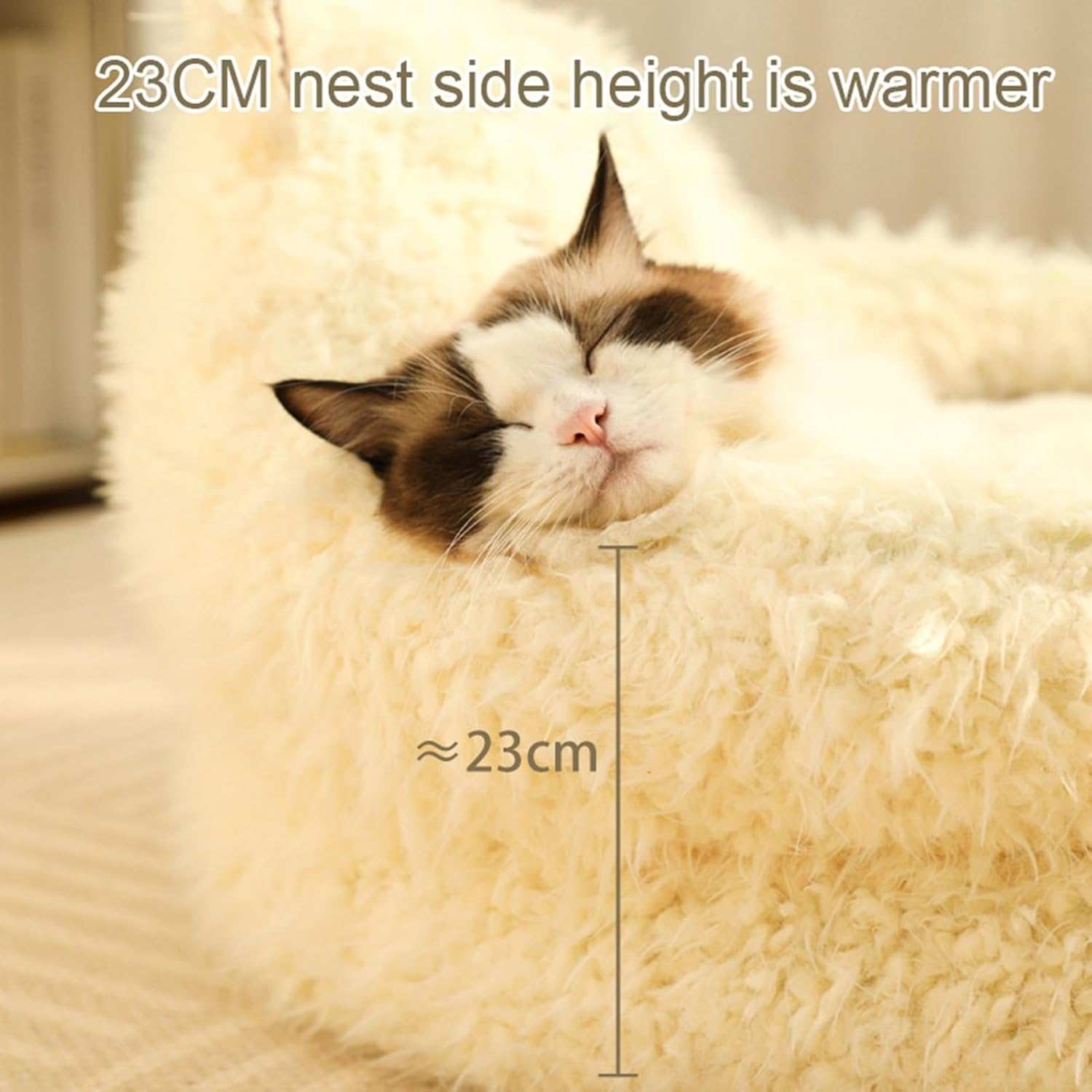 Alpaca Anti Slip Bottom Calming Raised Edges Pet Bed with Detachable Plush Pads