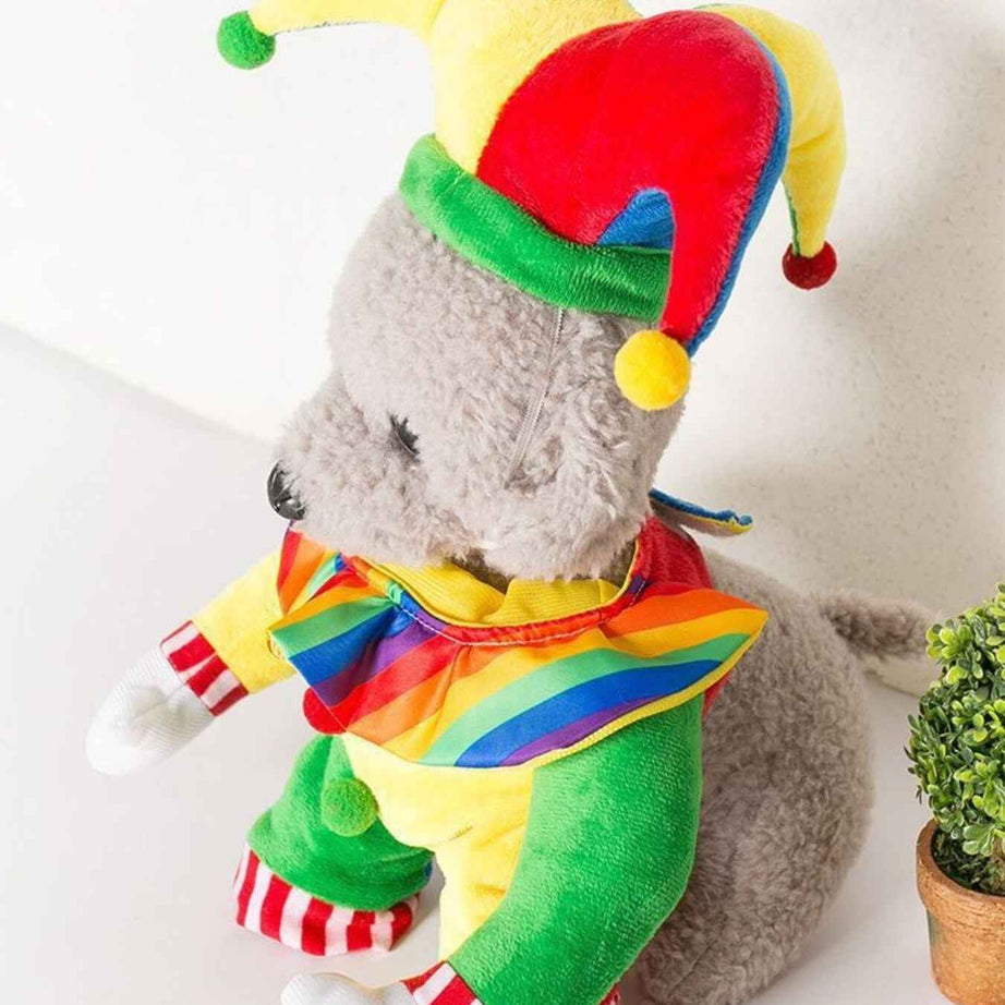 Pet Clown Costume Jumpsuit - Colorful Halloween Outfit with Hat