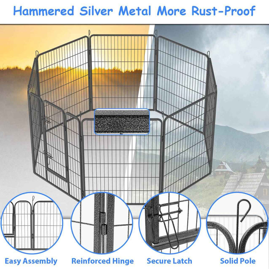 Dog Playpen For Large Dogs - 8 Panel with Door