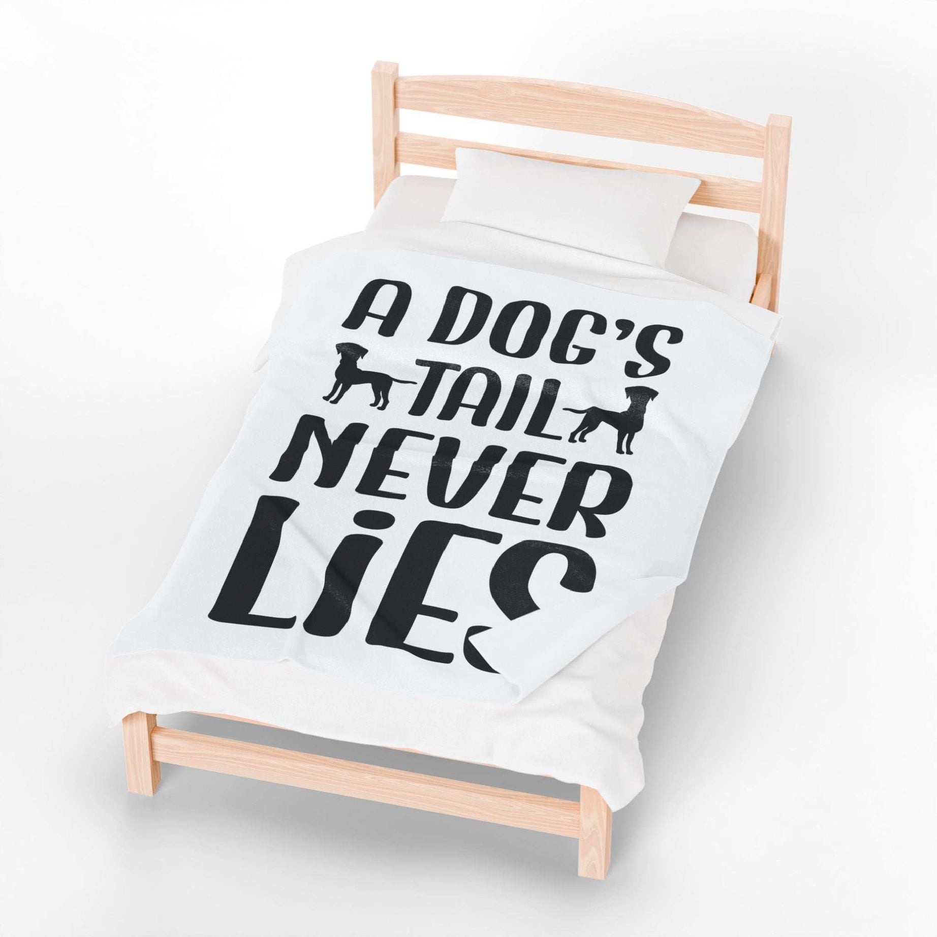 Cozy Velveteen Plush Blanket - "A Dog's Tail Never Lies" - Pet Lover Gift