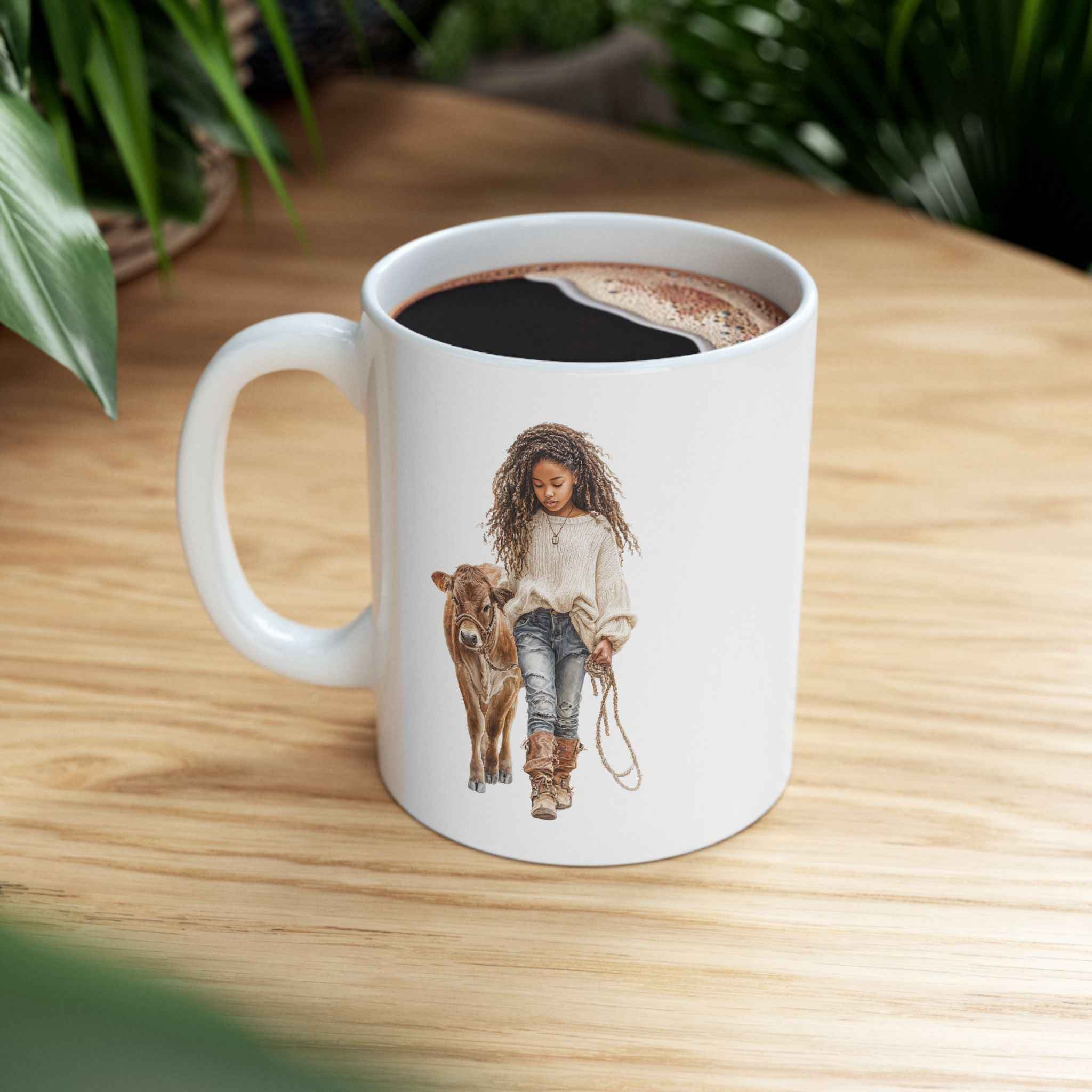 Vintage Country Ceramic Mug - Rustic Animal Coffee Cup