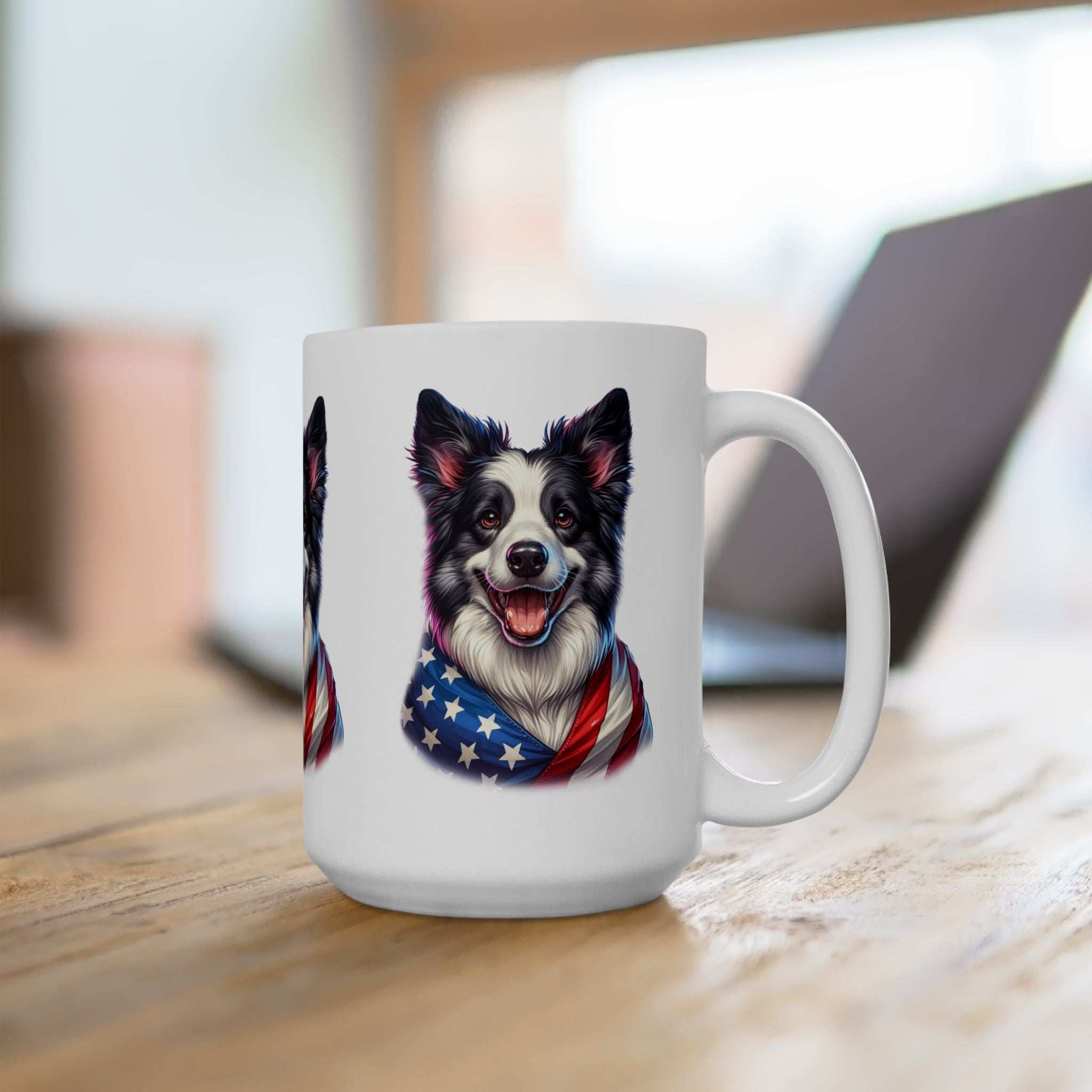 Border Collie Patriotic Dog Ceramic Mug - 11oz & 15oz