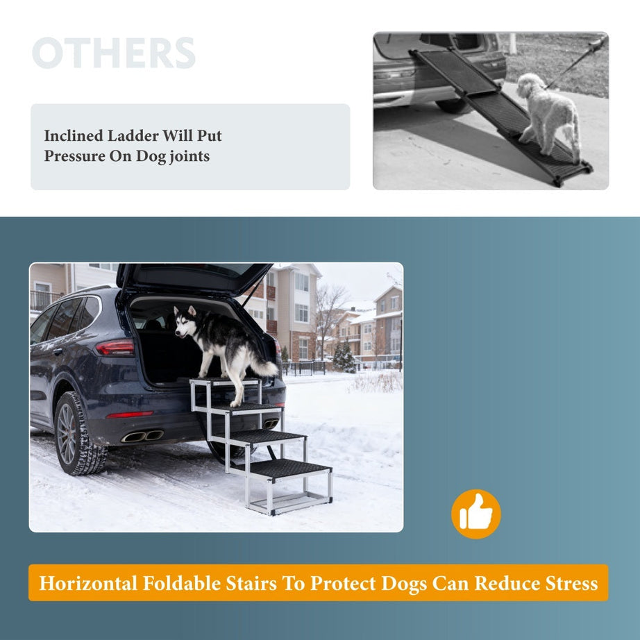 Foldable Dog Ramp for Cars - Portable Stairs for Large Dogs 250lbs