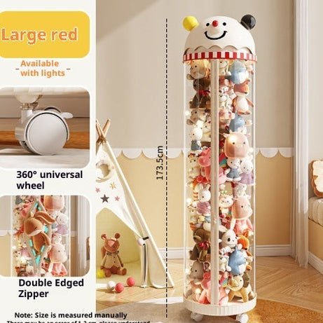 Pet Toy Storage Tower - Clear Cylinder Organizer with LED Lights