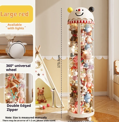 Pet Toy Storage Tower - Clear Cylinder Organizer with LED Lights