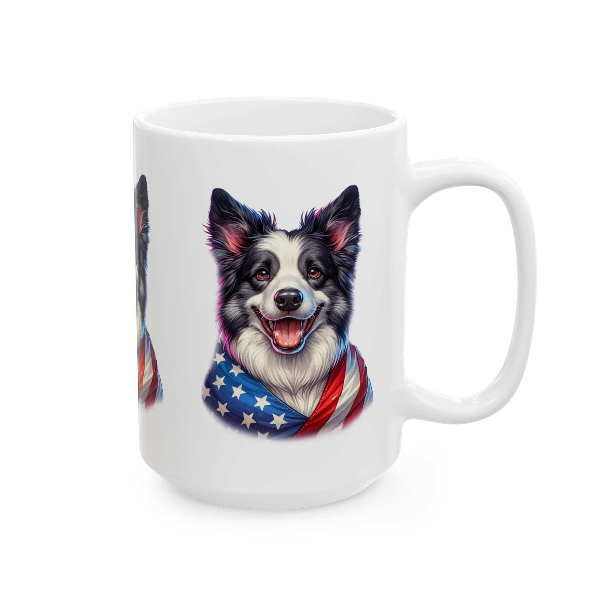 Border Collie Patriotic Dog Ceramic Mug - 11oz & 15oz