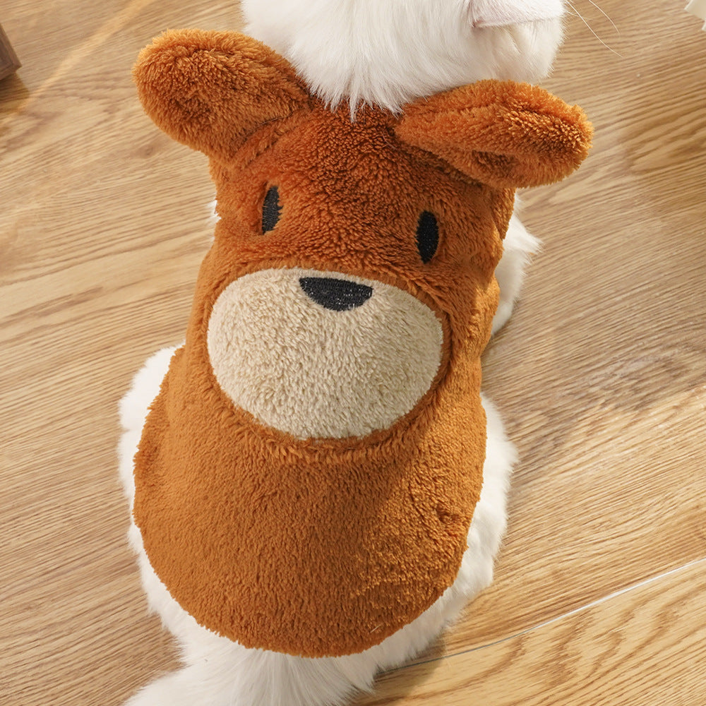 Bear Ears Fleece Coat - Warm Winter Pet Outfit