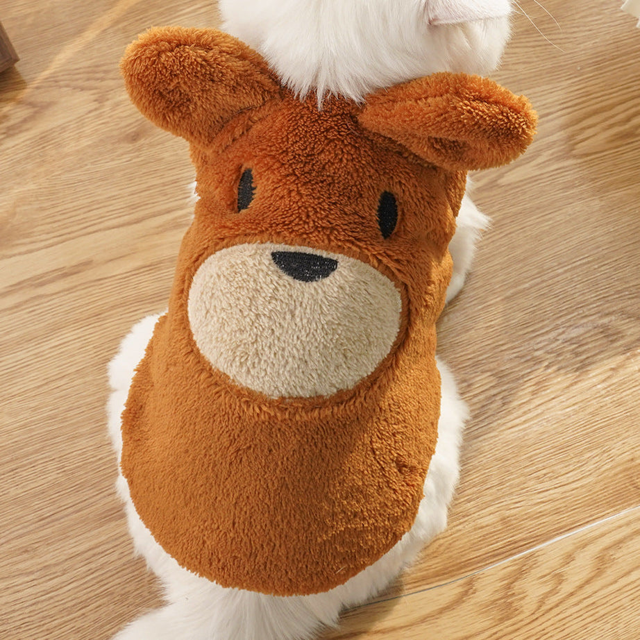 Bear Ears Fleece Coat - Warm Winter Pet Outfit