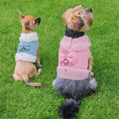 Bow Tie Puppy Harness - Warm Padded Dog Leash Set