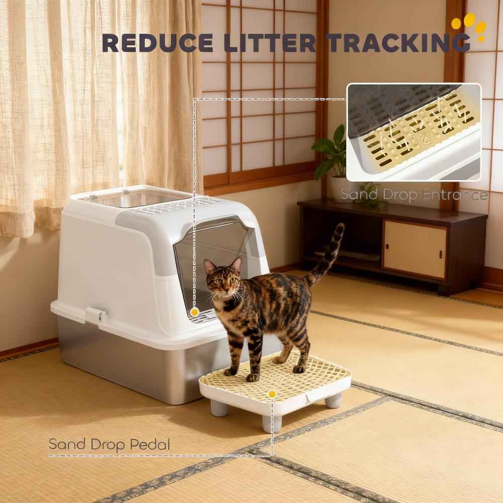 Cat Litter Box Enclosed - Stainless Steel Odor Control