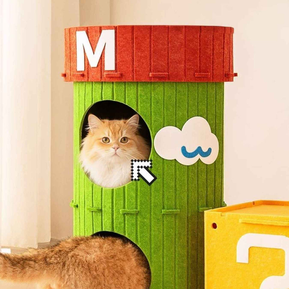 Cat House Cube Tunnel System - Felt Interactive Hideaway