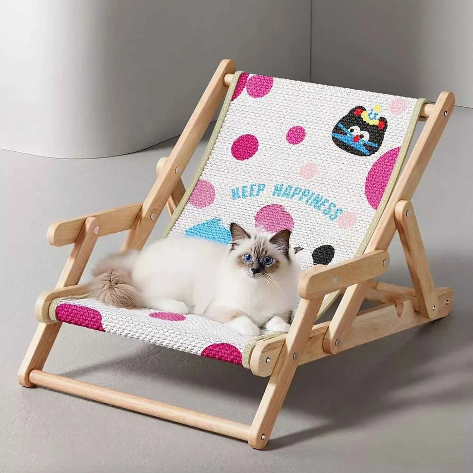 Pet Beach Style Chair - Adjustable Wooden Frame