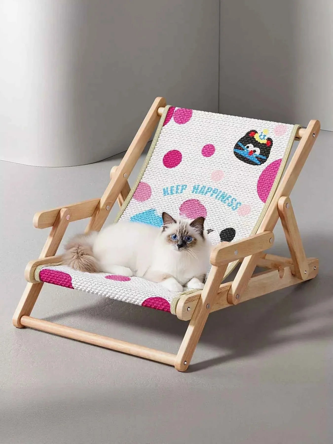 Pet Beach Style Chair - Adjustable Wooden Frame