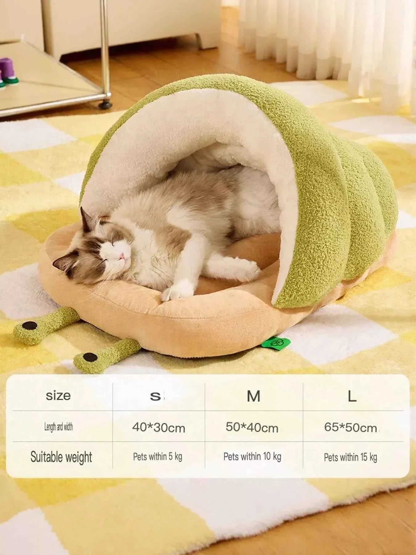 Cozy Pet Nest - Caterpillar Shape Plush Interior