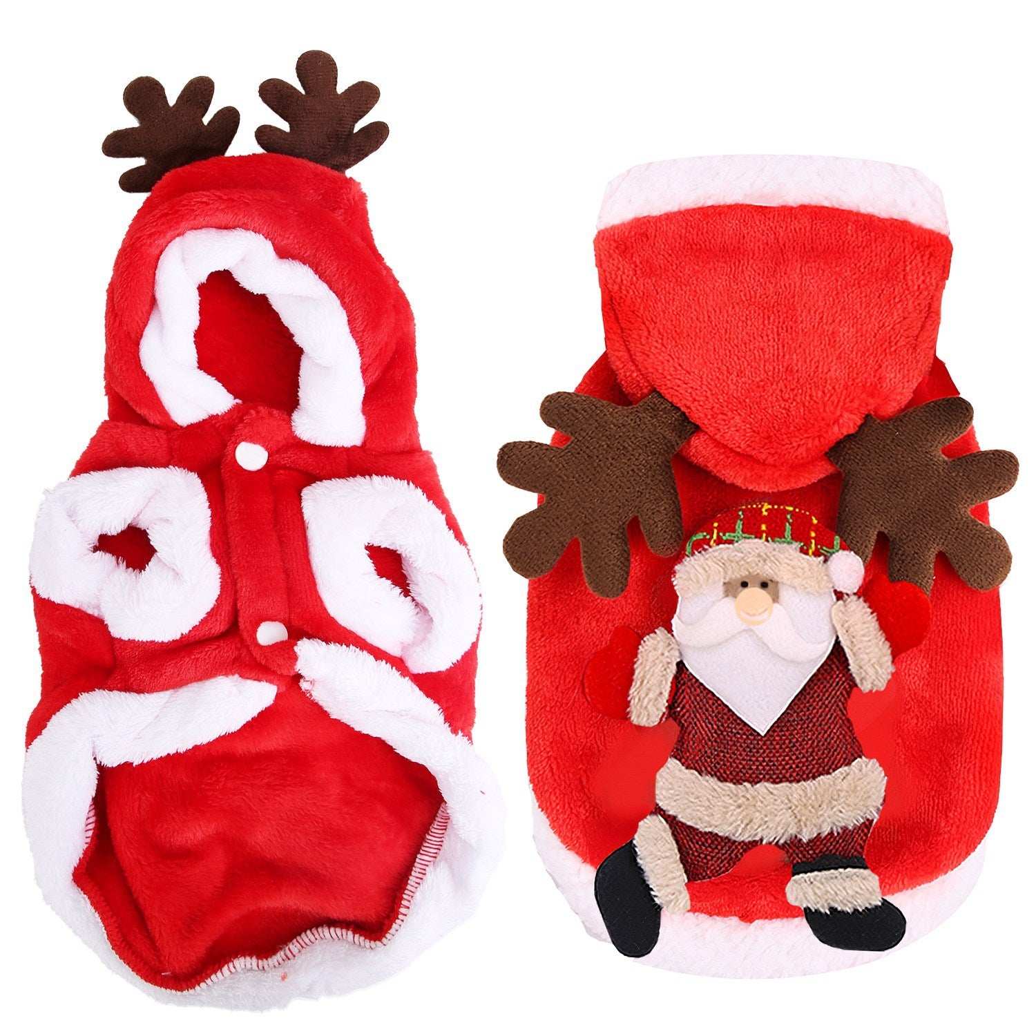 Christmas Santa Reindeer Pet Outfit - 3D Antlers