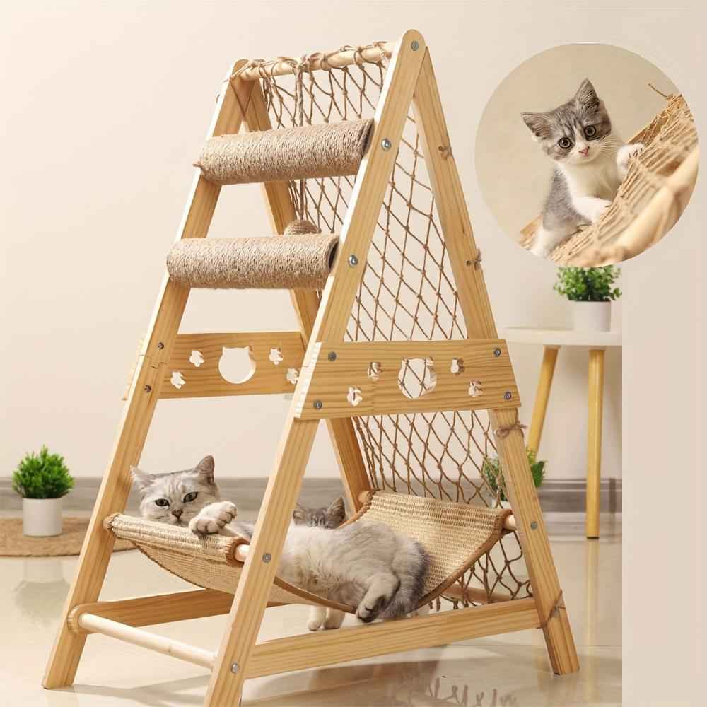 Cat Tree Wooden Multi-Level - Scratching Posts Summer Bed Net