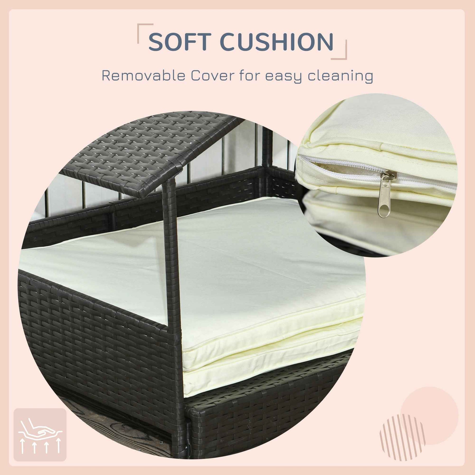 Dog Bed Outdoor Wicker - Waterproof Roof Extendable
