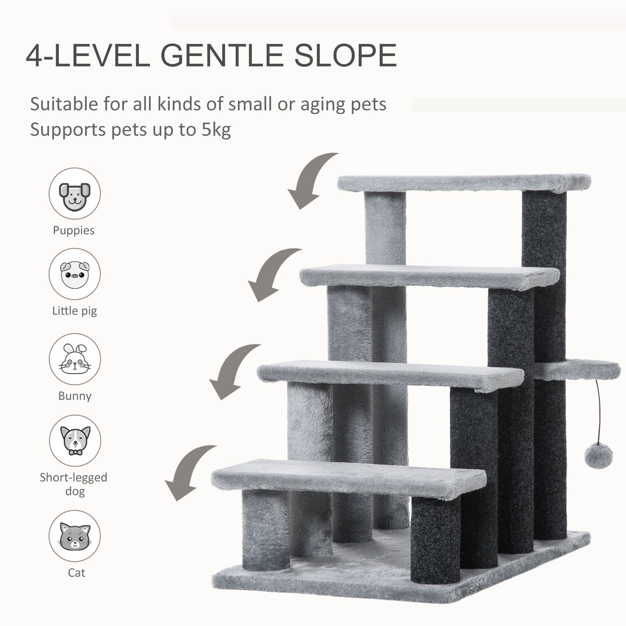 Cat Stairs 4-Step - Flannel Steps Platform Hanging Toy