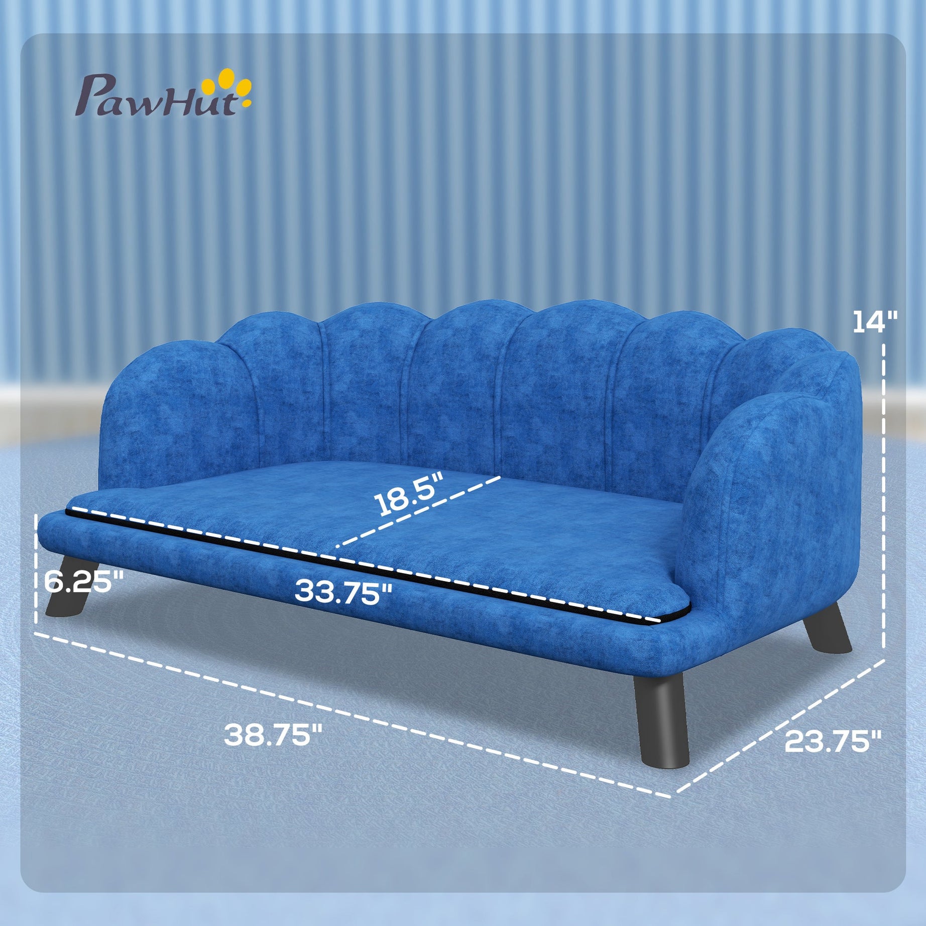 Dog Sofa Pearl Design - Velvet Cushion Birch Wood Legs