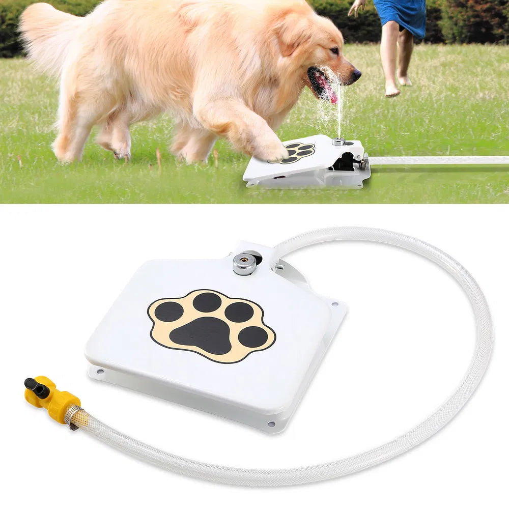 Outdoor Dog Water Fountain Step-On Pedal - Hose Connected