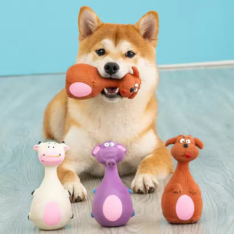 Dog Chew Toys Squeaky 4-Pack - Latex Dental Puppy Set