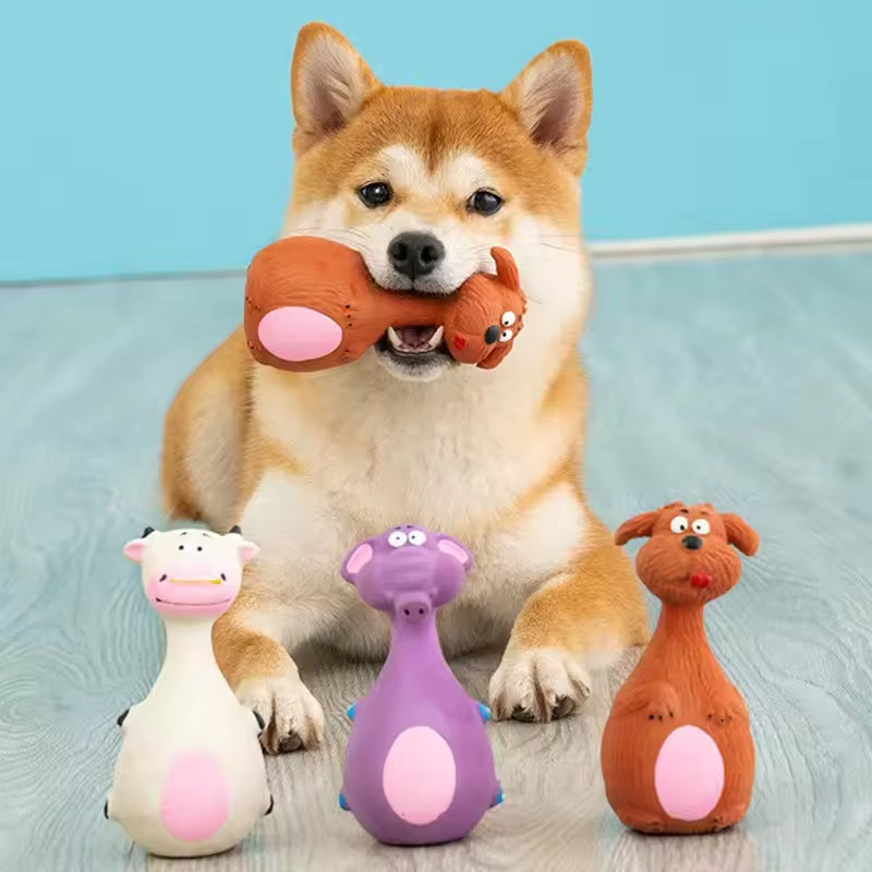Dog Chew Toys Squeaky 4-Pack - Latex Dental Puppy Set