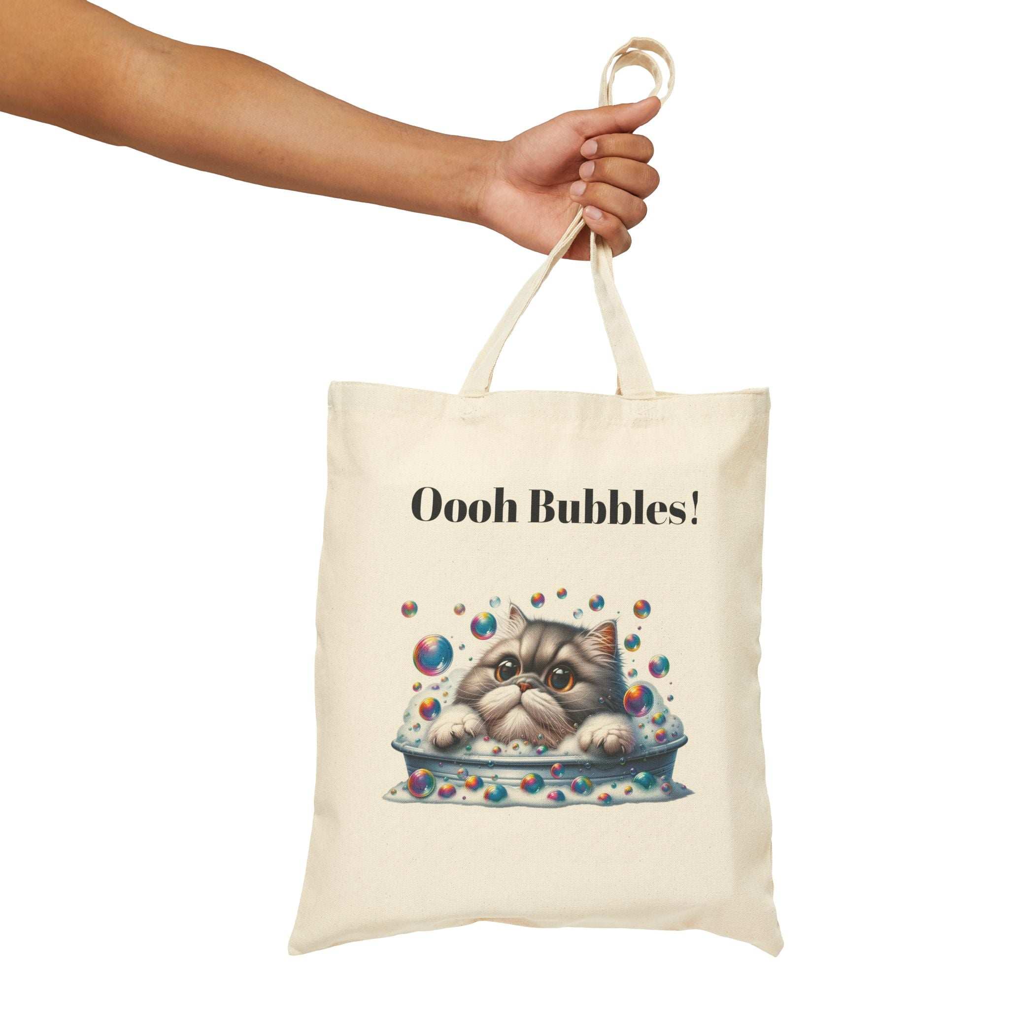 Funny Cat Bubble Bath - Cotton Canvas Tote Bag