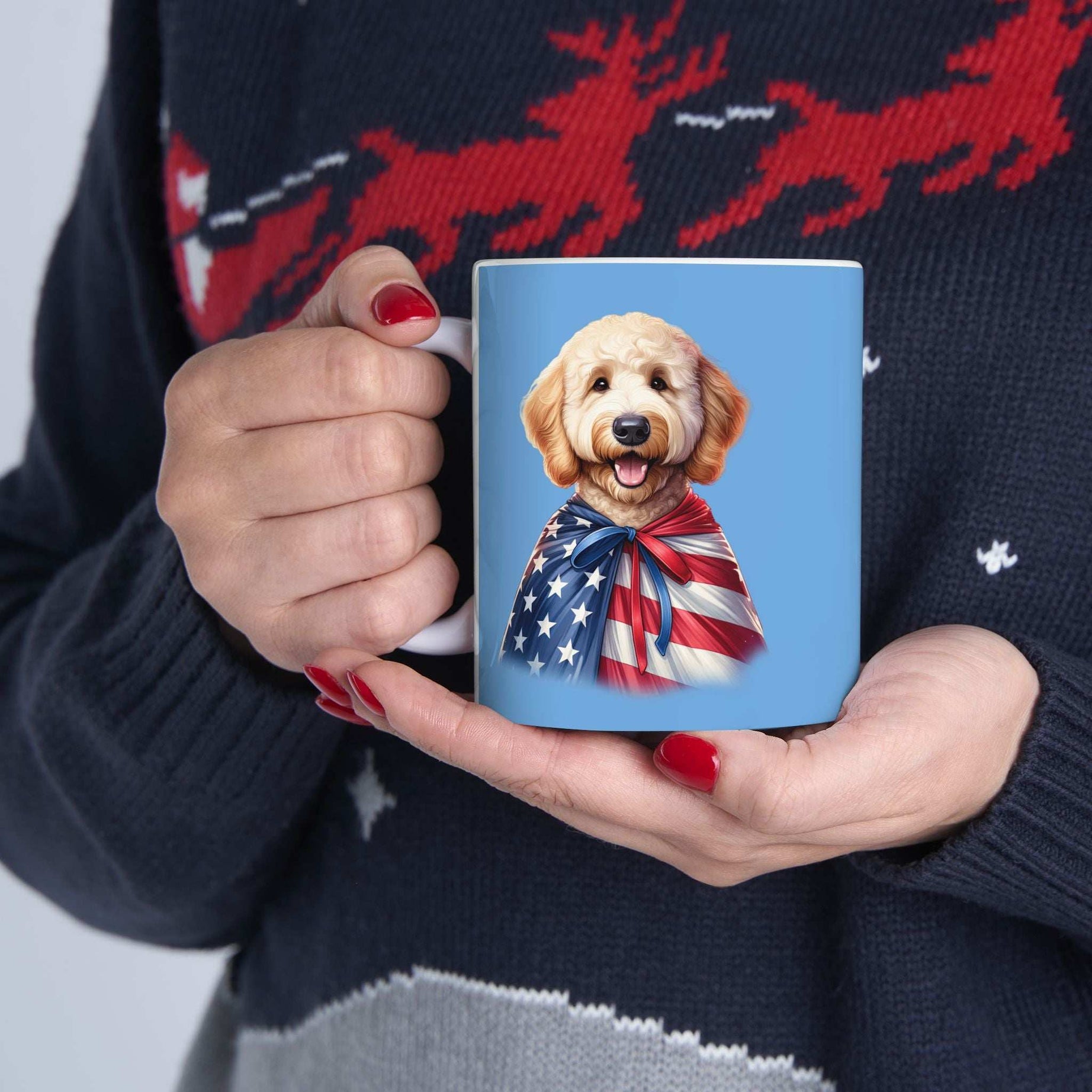 Patriotic Goldendoodle Dog Ceramic Mug - 11oz & 15oz