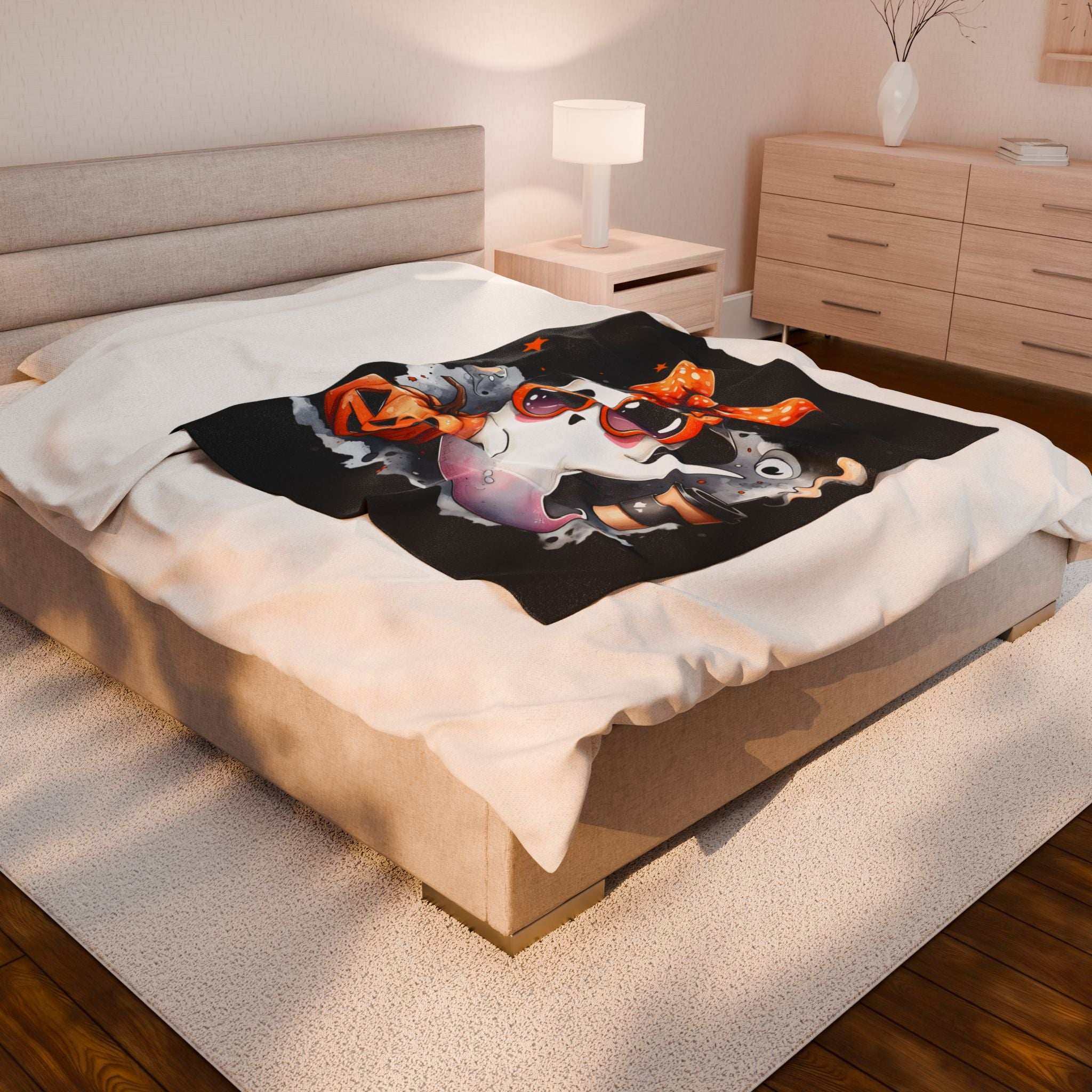 Halloween Ghost Velvet Plush Blanket - Luxury Fall Throw