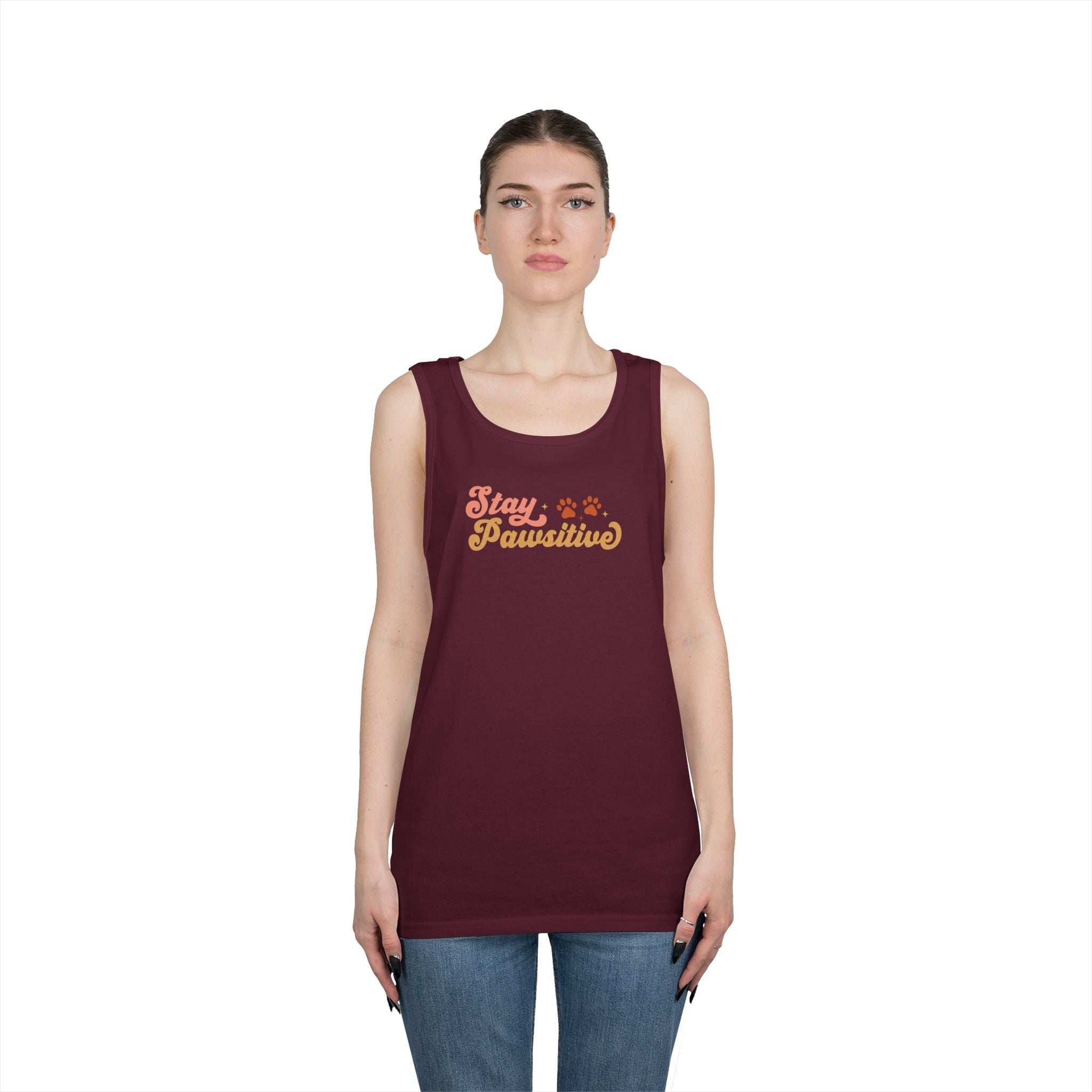 Cute Pet Lover Tank Top, Stay Pawsitive Tank, Funny Dog Lover Shirt