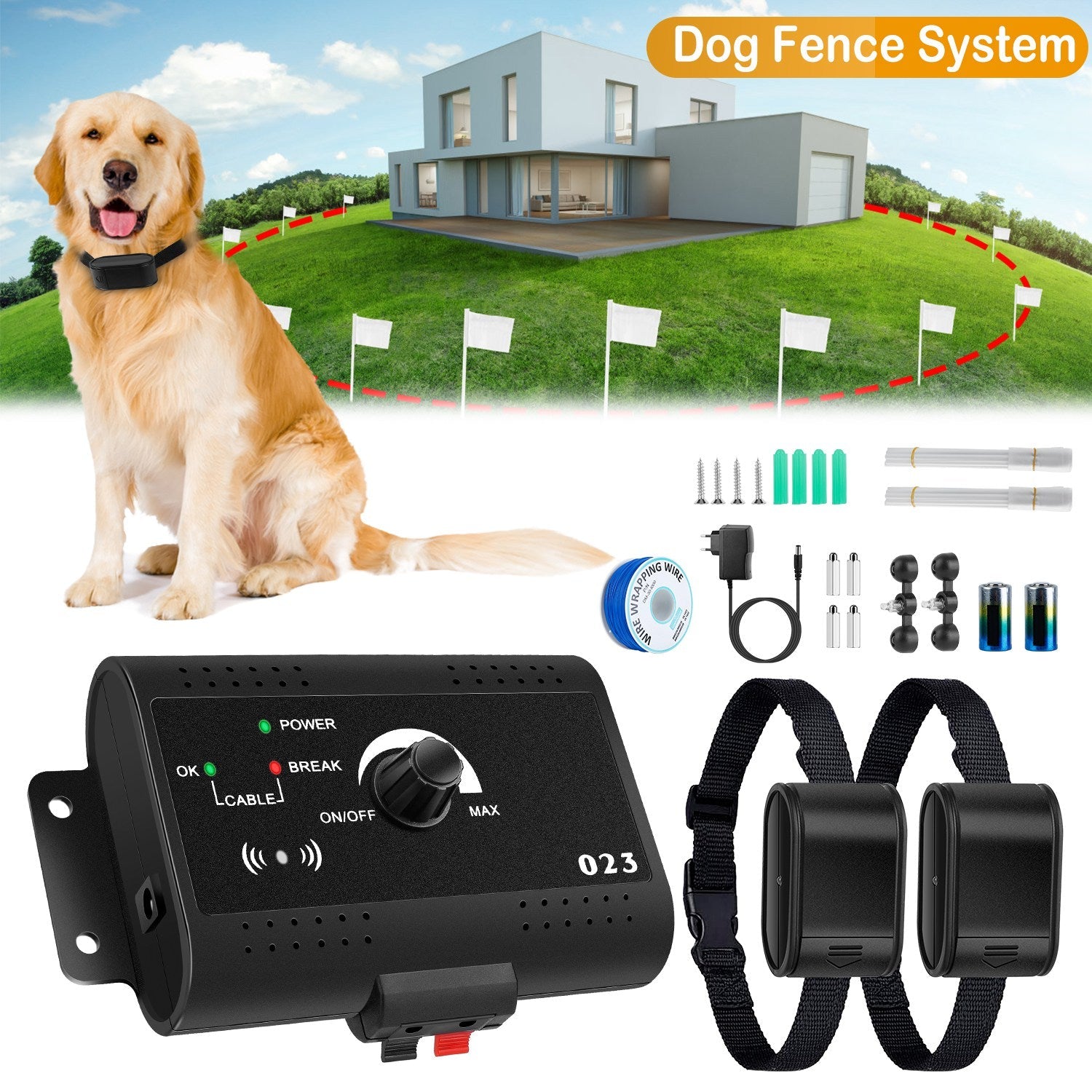 Dog Electric Fence System - In-Ground Wire Boundary 1.2 Acres