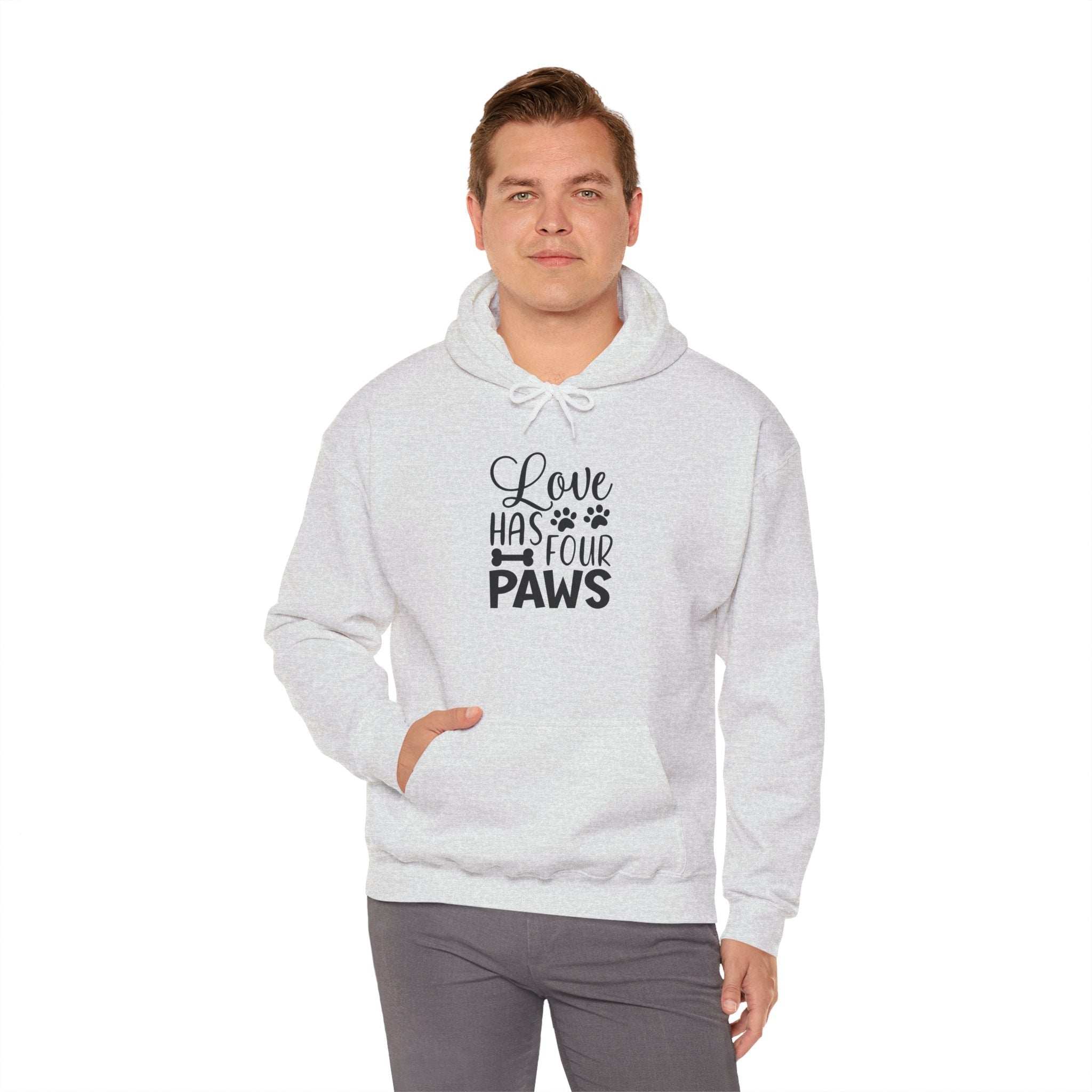 Love Has Four Paws Hoodie – Cozy Unisex Sweatshirt for Pet Lovers