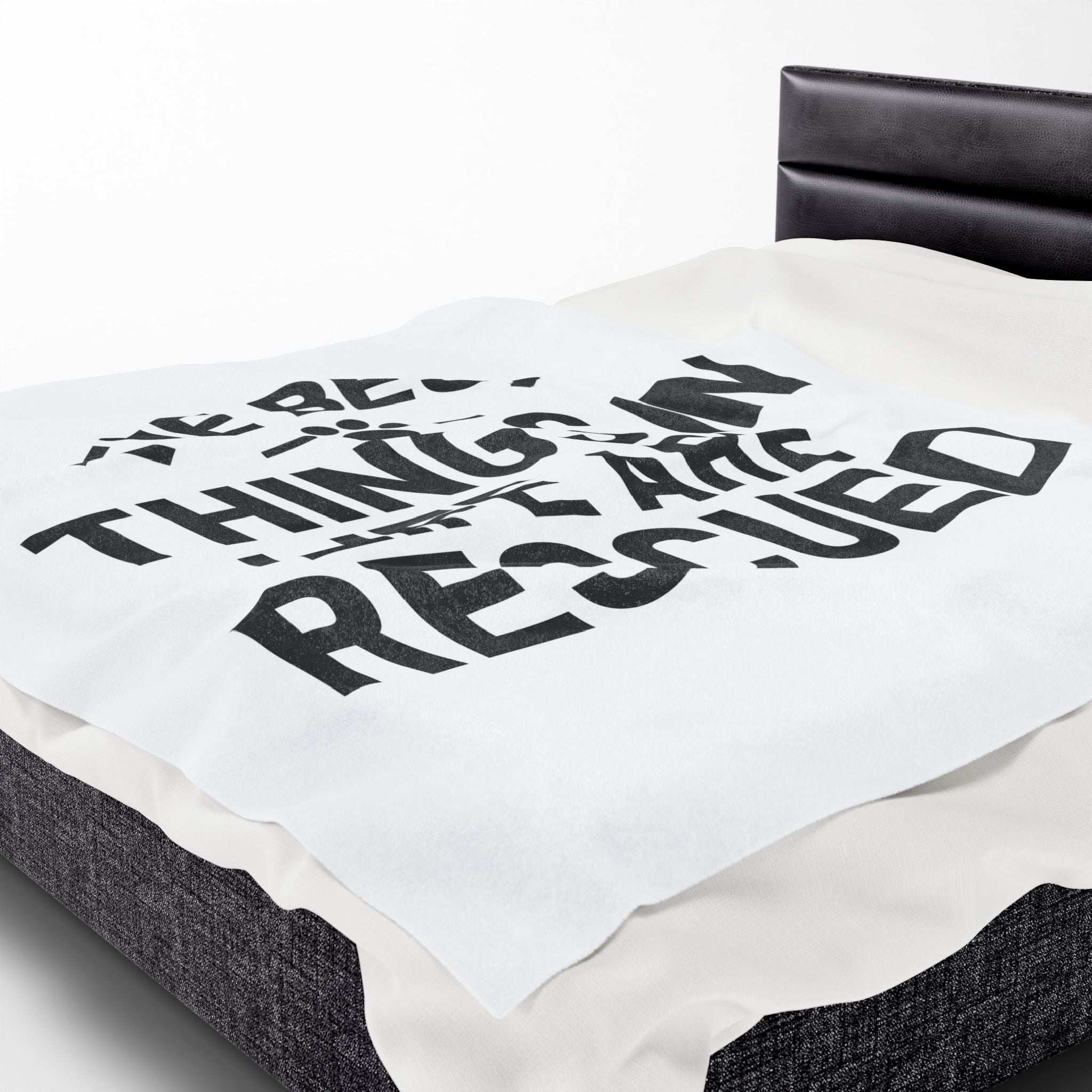Inspirational Pet Best Rescue - Velveteen Plush Blanket