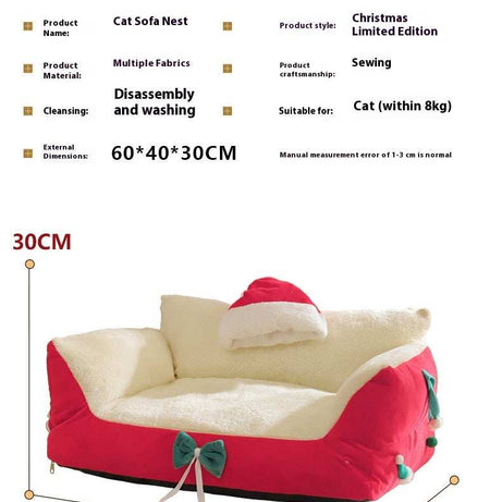 Christmas Cat Bed for Winter Warmth - Cozy Bolster Pet Nest