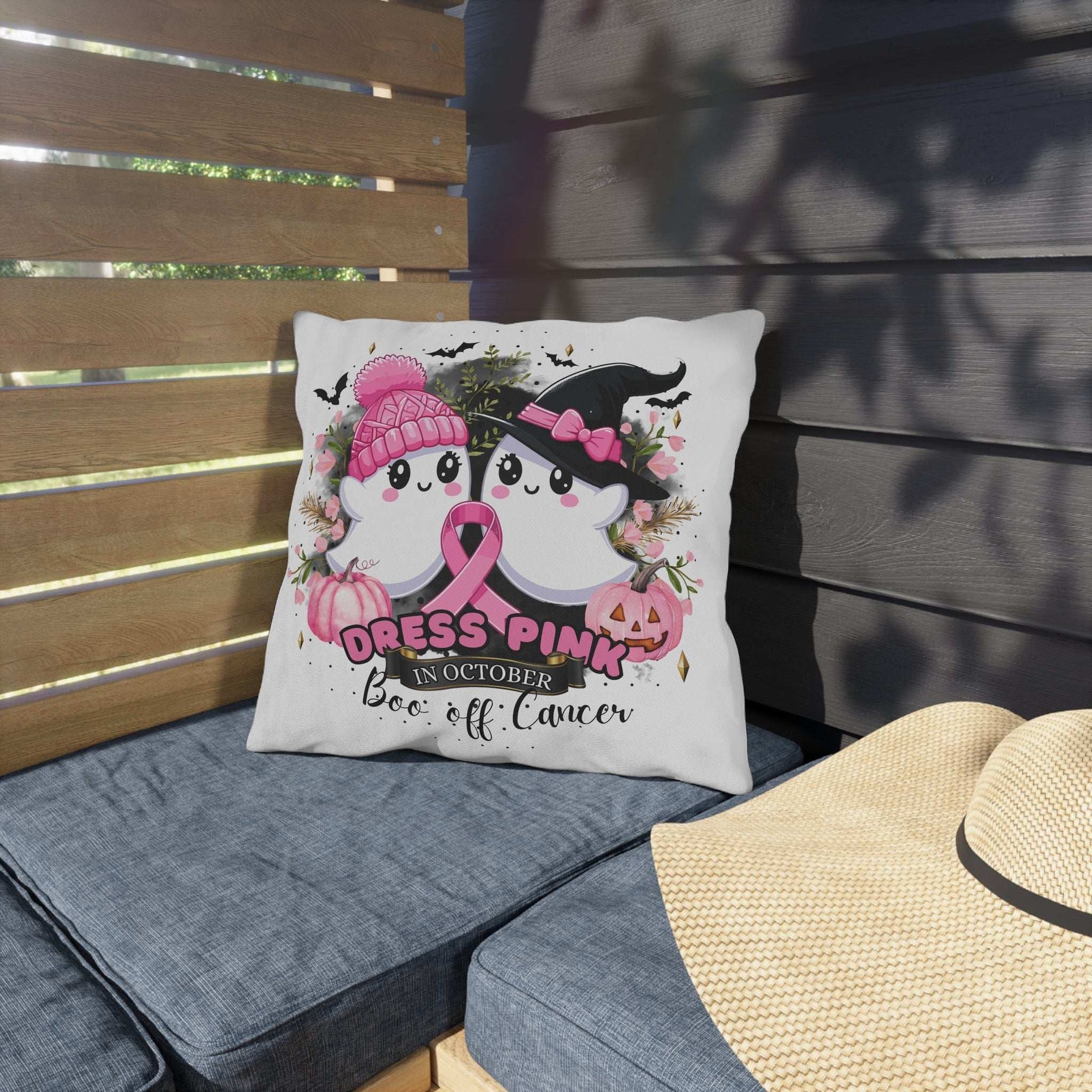 Breast Cancer Awareness Halloween Pillow - Boo Off Cancer