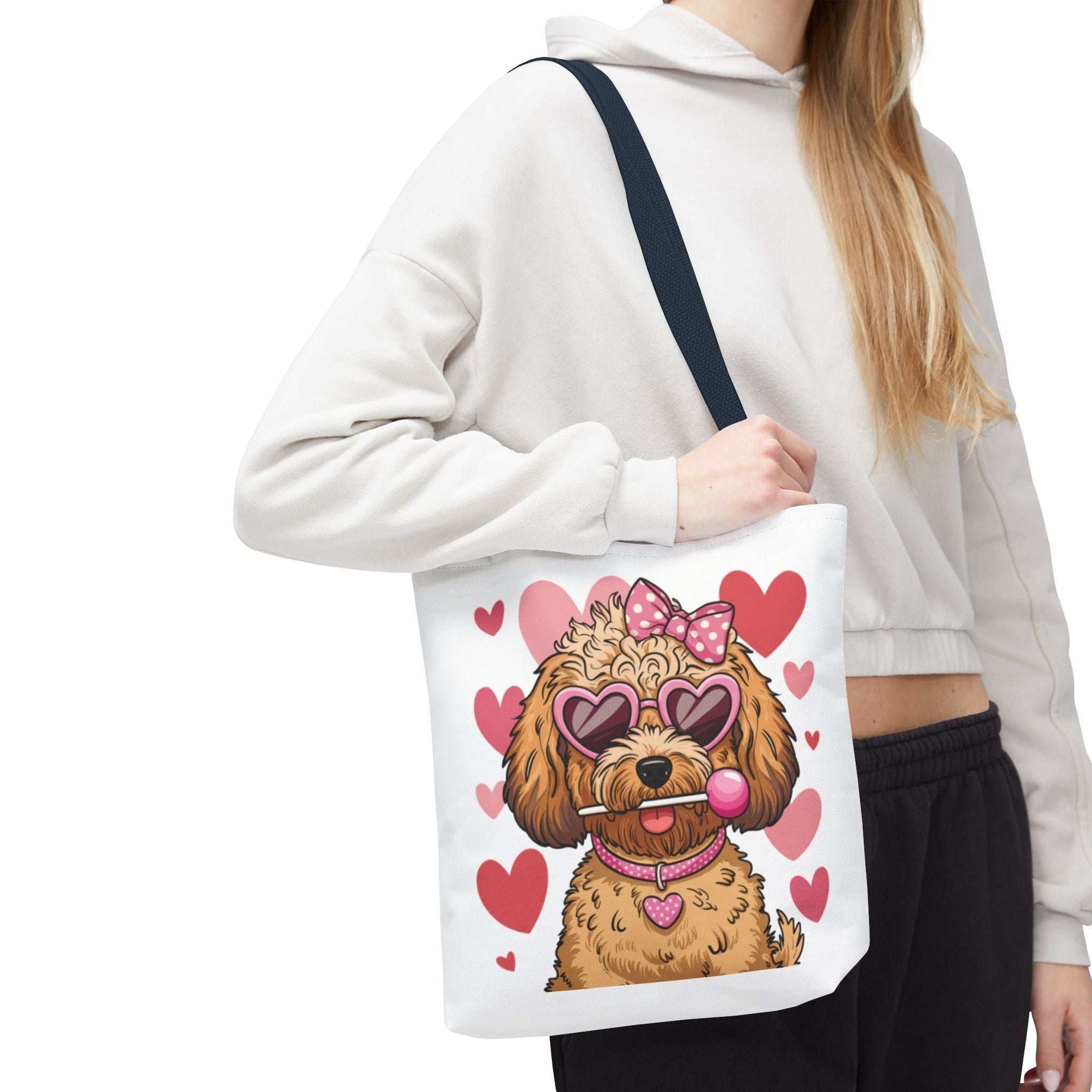 Cute Dog Lover Tote Bag with Heart Design