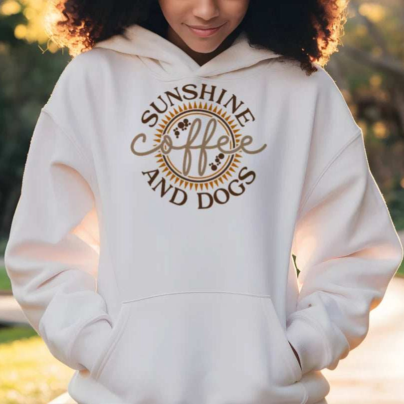 Sun Coffee Dog Hoodie Sweatshirt - Dog Lover Coffee Culture