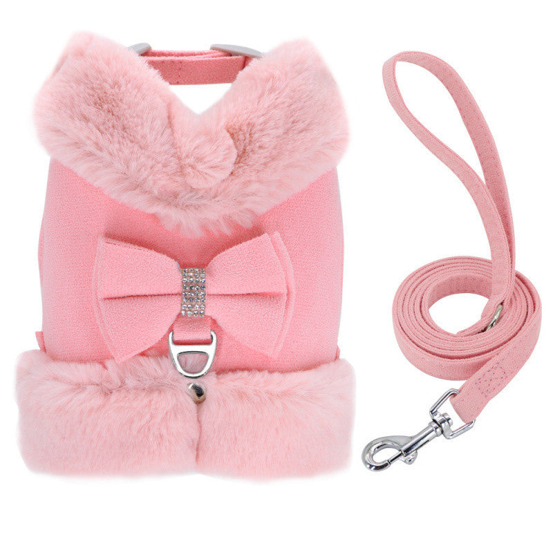 Bow Tie Puppy Harness - Warm Padded Dog Leash Set