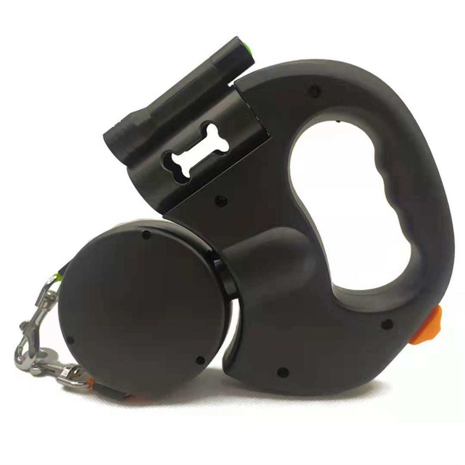 Reflective Swivel Dual Pet Retractable Dog Leash For Small Dogs with Light and Bag Holder